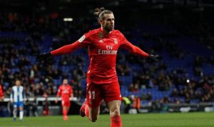 Gareth Bale mencetak gol terakhir Real Madrid ke gawang Espanyol