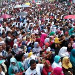 Massa deklarasi dukung Jokowi-Ma'ruf di Rokan Hulu Riau.