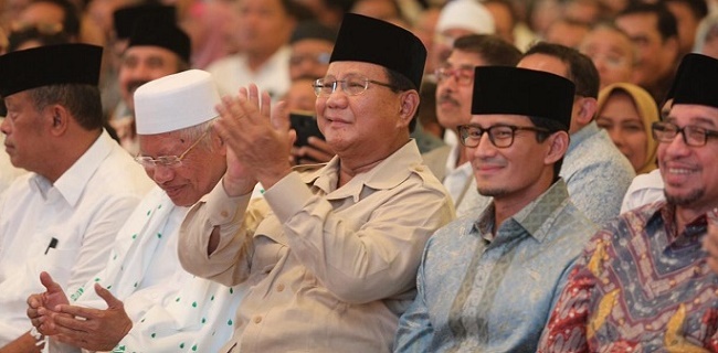 Sandiaga Uno dan Prabowo saat Simposiun Kecurangan Pemilu beberapa waktu lalu.